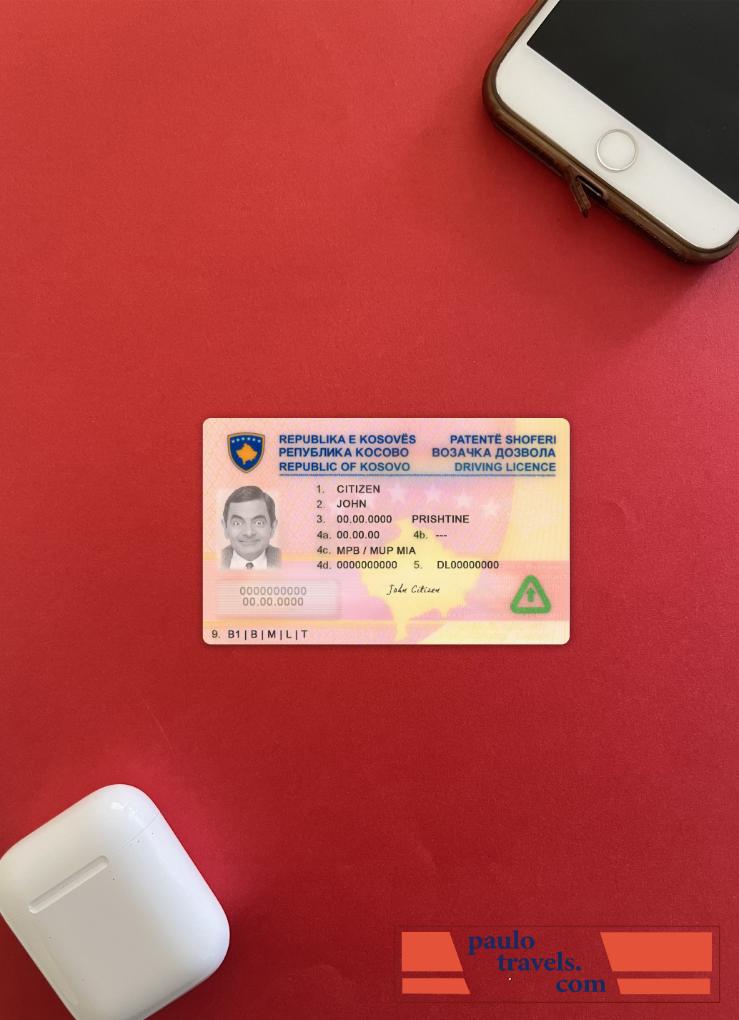 Kosovo driving license photolook front PSD template